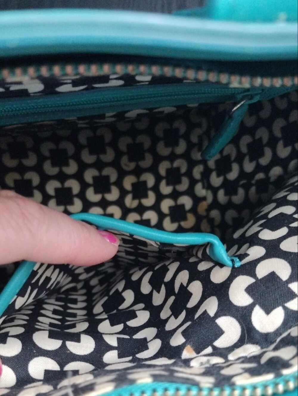 Vera Bradley Teal Satchel with Removable Shoulder Strap - Picture 9 of 12